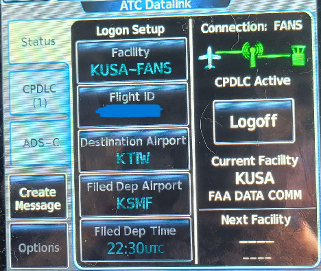Pilot reference CPDLC page