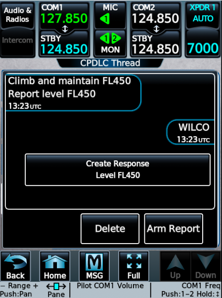 CPDLC thread page