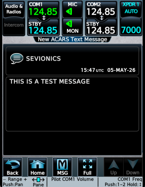 Sent TELEX message to SEVIONICS
