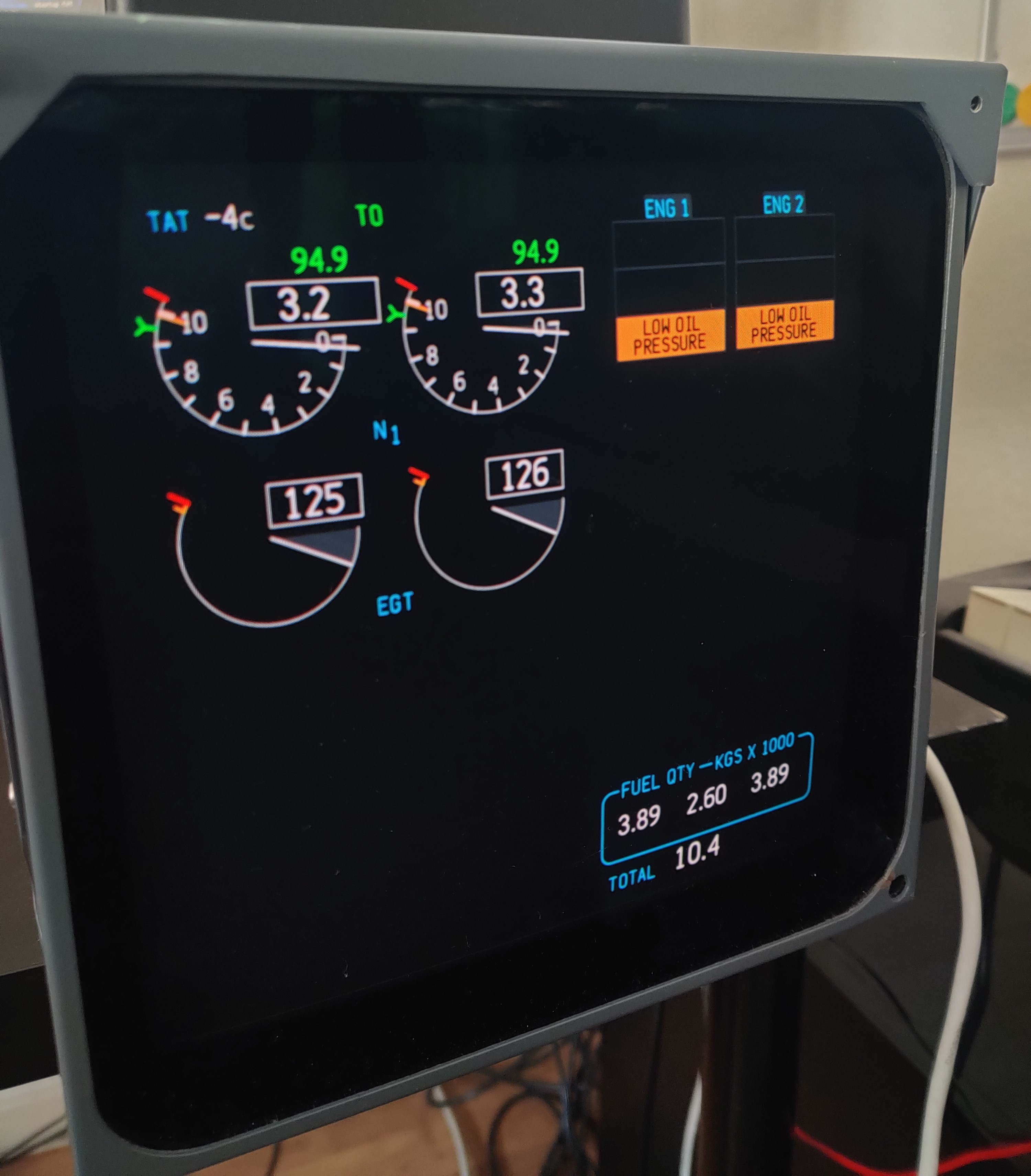 Finished upper EICAS display